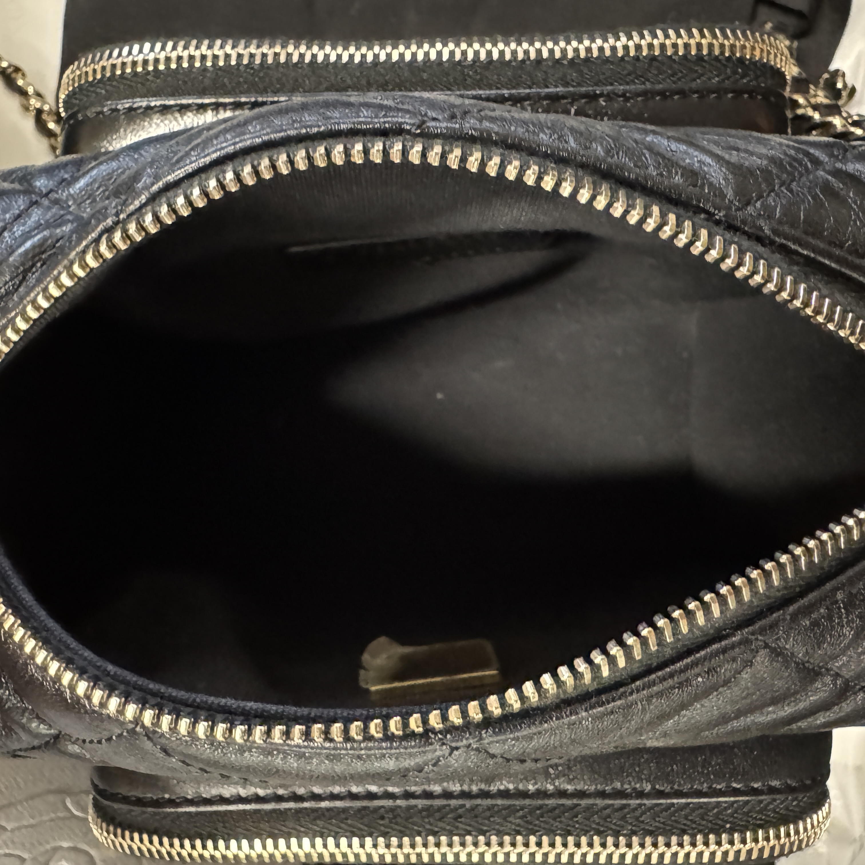 CHANEL  Preppy Pocket Camera Bag Shiny Crumpled Black Lambskin LGHW